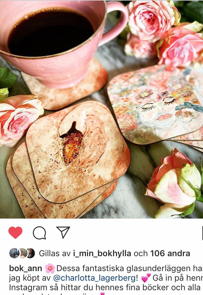 Glasunderläggen Moder jord och Pink Swan
