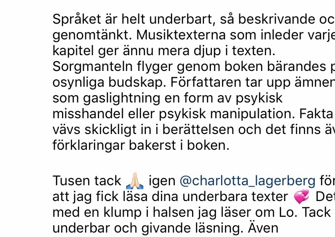 Språket är helt underbart...
Sorgmanteln får en klar femma/5
