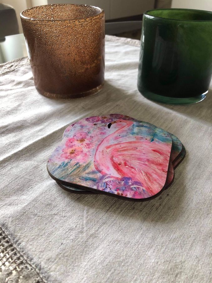 Glasunderläggen Flamingo